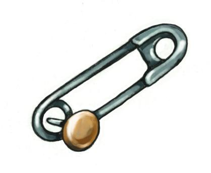 Insert a brad in a safety pin. Place the brad in the center of the spinner.