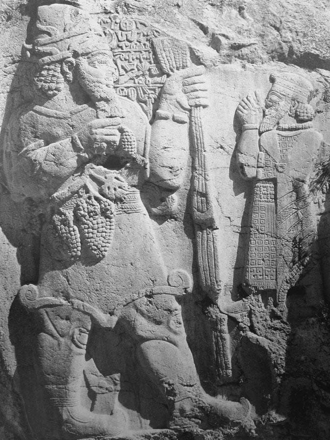 Neo-Hittite Kingdoms: South-Eastern Anatolia 151 Fig. 10. Ivriz monument, depicting Warpalawa paying homage to the Storm God of the Vineyard (from K.