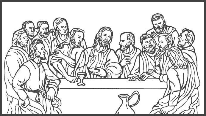Color and cut out the picture of Jesus Last Supper. Tape the top edge only into your lapbook on the right hand page. This will allow the picture to flip-up.