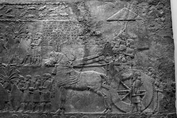 From Nineveh, North Palace, Room M, 127 195.6 cm and 213.4 147.3 cm. The British Museum.