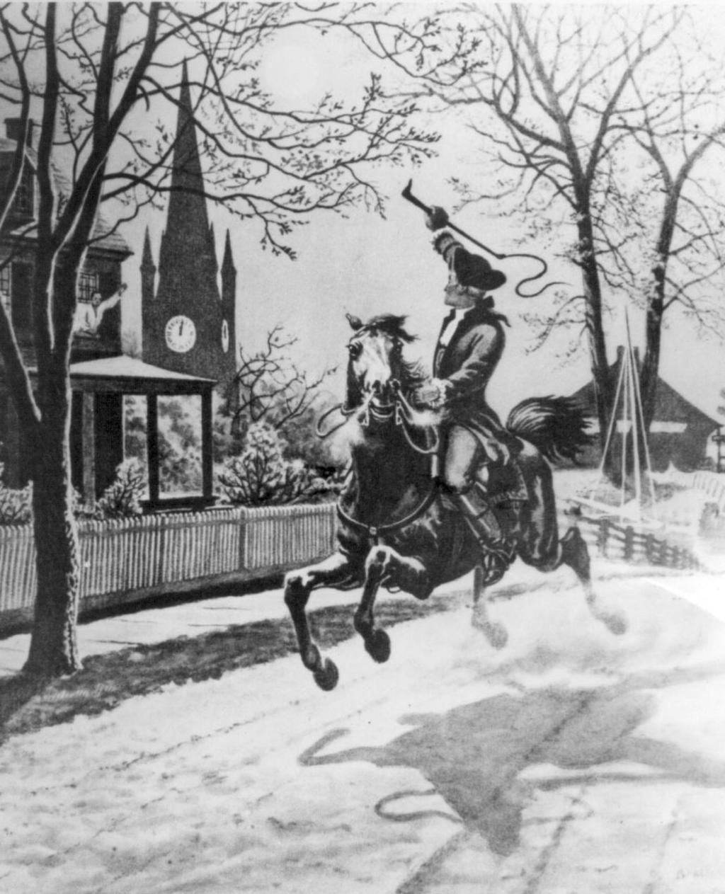 Paul Revere s Midnight Ride Member of the Sons of Liberty who often worked as an express rider, delivering messages Knew trouble was coming and established signals to indicate the position of the
