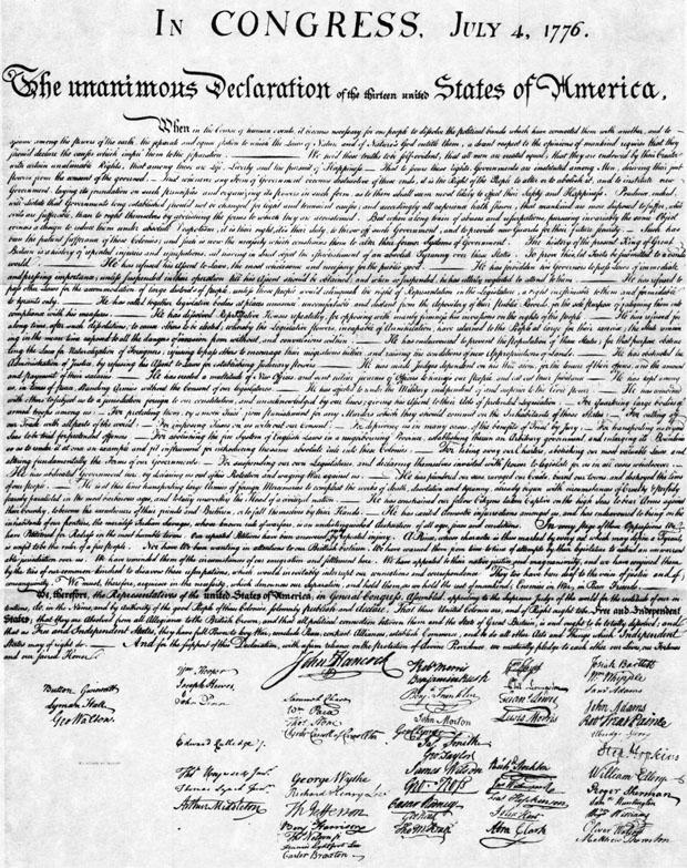 The Declaration of Independence Unaware of what was taking place in Philadelphia,