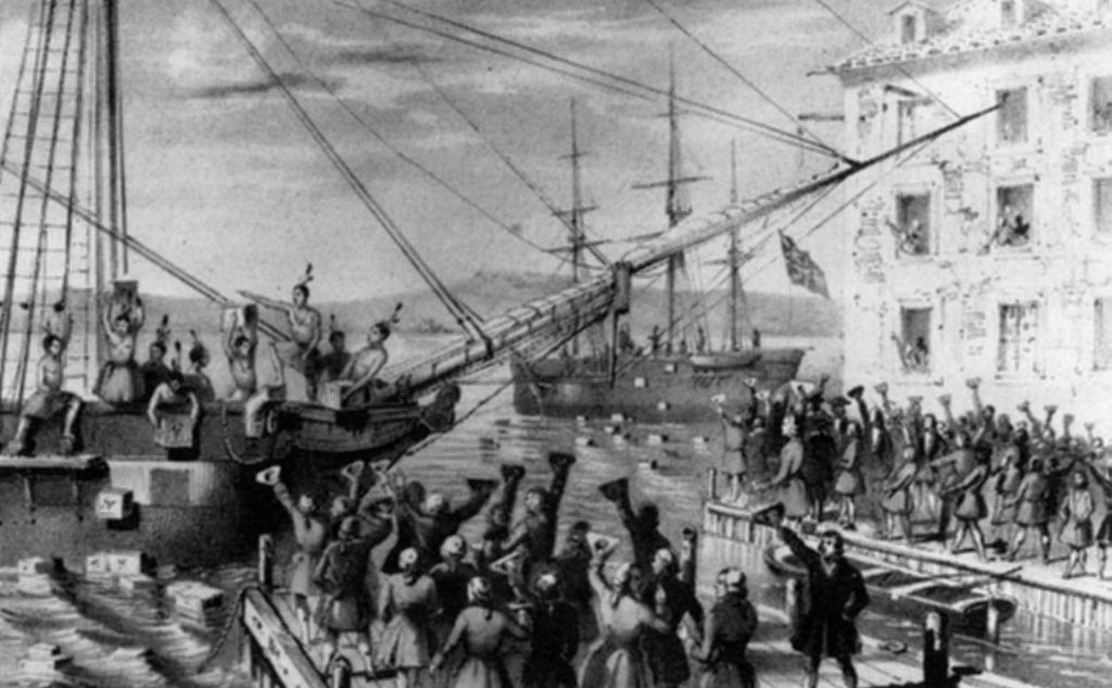 The Boston Tea Party December 16, 1773 On December 16, 1773, a group of colonists, led by Samuel Adams and dressed as Mohawk Indians, boarded the 3 ships and