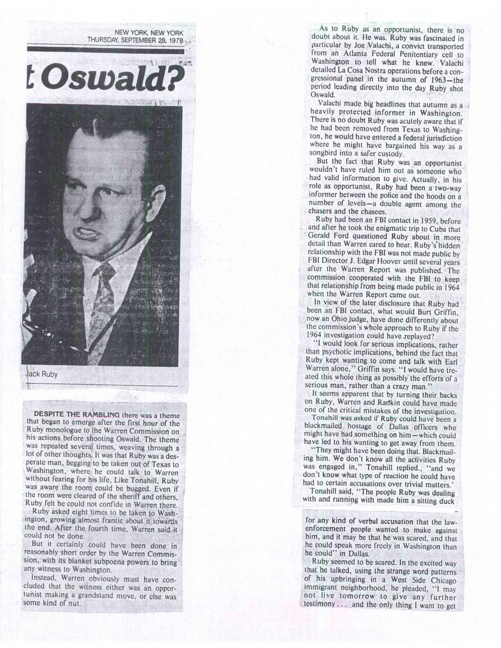 NEW YORK NEW YORK THURSDAY, SEPTEMBER 28. 1978 t Oswald?