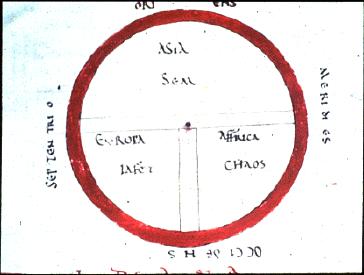 12 th C. View of Africa T and O map with Jerusalem at the center.