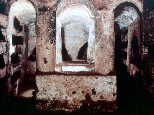 The catacombs under the city of Rome show the difference between the pagan s death