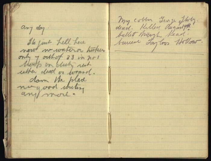 This is the last page from Alfred Cameron s Gallipoli war diary... Cameron sailed from New Zealand to Egypt in October 1914.