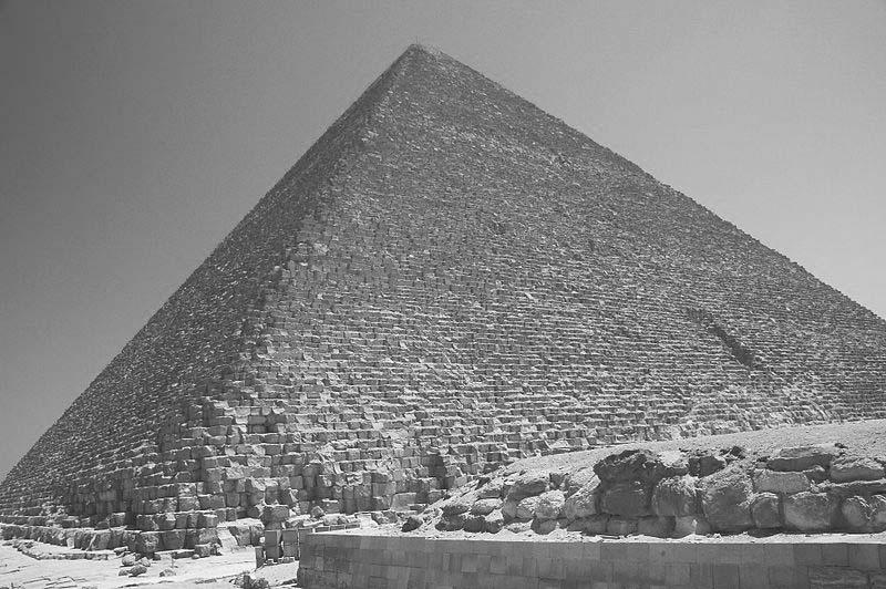 The Pyramids and the Sphinx Pyramid Construction The base of each pyramid was square. The so-called Great Pyramid built in honor of Khufu (Cheops) had a base of 755 feet long. It stood 481 feet tall.