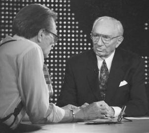 The head man Gordon Hinckley (right), president and prophet of the Mormon Church, is the public face of the LDS Church. He is seen here being interviewed on CNN by Larry King. City.