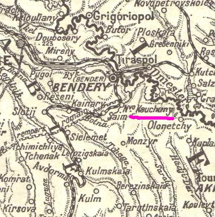 Nvo Kauchany (Kaushany) on a French map of 1916 14.