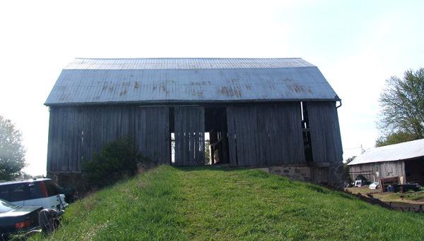 Above: North facade of barn