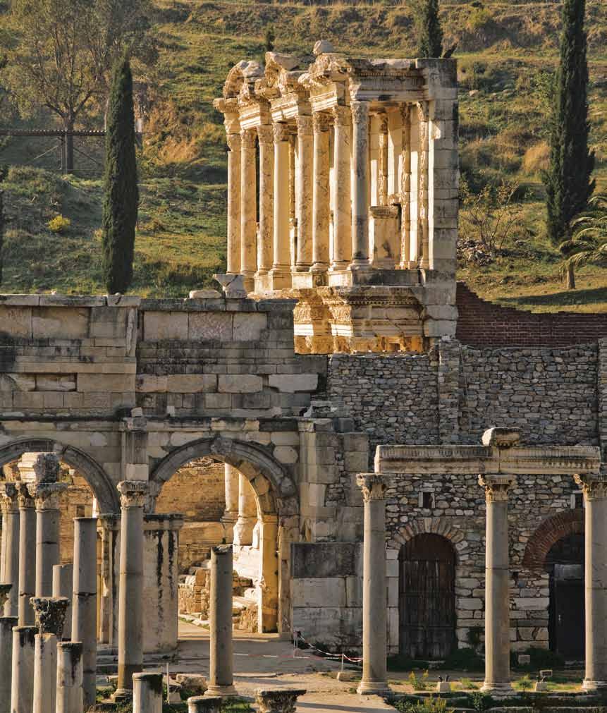 PLAN OF ANCIENT EPHESUS Facing page: View of the Library of Celsus through the archway from the Tetragonus Agora.