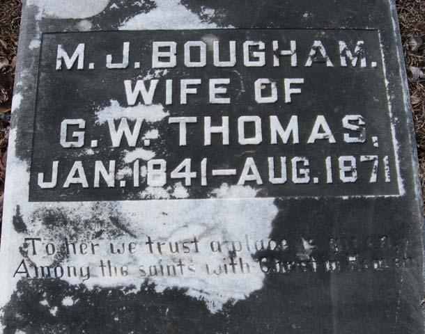 Alabama in Lee County at Loachapoka Cemetery First Married Margaret Jane Bonham Thomas