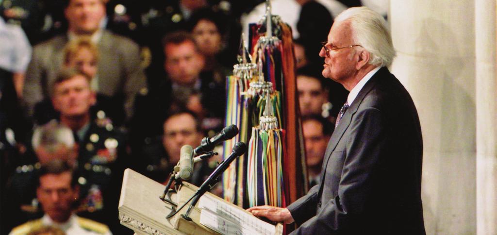 Billy Graham comforted the nation at a memorial prayer service at the Washington National Cathedral, following the 9/11 terrorist bombings.
