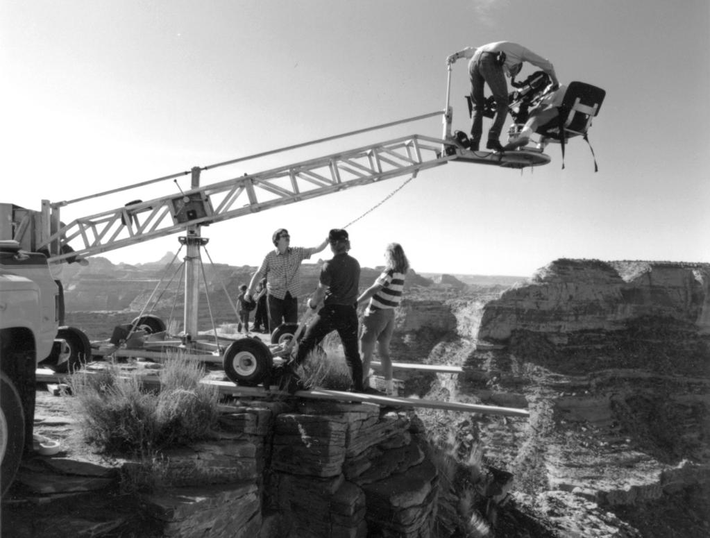 A rather precarious crane shot during the production of the Church s 1987 remake of Man s Search for Happiness (1964).