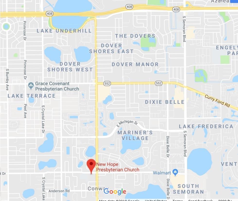 2 NEW HOPE PRESBYYERIAN CHURCH 4300 LAKE MARGARET DRIVE ORLANDO, FL 32812 (407) 275-6161 SUGGESTED DIRECTIONS Volusia and Seminole Counties Best route to 417 Expressway (Central Florida Greeneway);