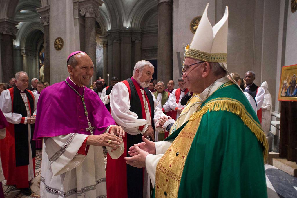 International Anglican-Roman Catholic Dialogue Archbishop Donald Bolen and Bishop Dennis Drainville of Quebec with Pope Francis in Rome.