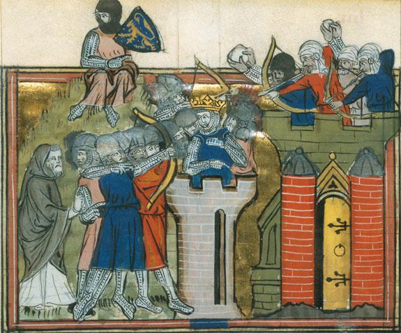 444 part 3 / an age of accelerating connections, 500 1500 Christians and Muslims This fourteenth-century painting illustrates the Christian seizure of Jerusalem during the First Crusade in 1099.