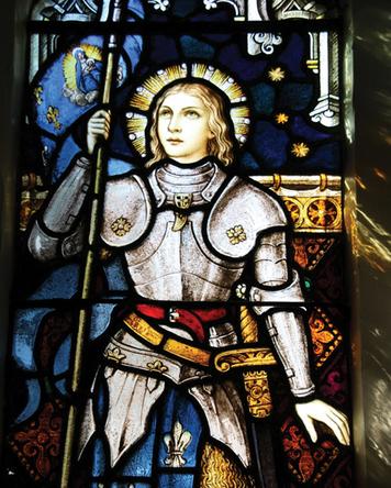 Further Reading The Trials of Joan of Arc (HA) Artists all over the world have depicted Joan of Arc. This stained-glass window from a church in New Zealand shows Joan dressed in armor.