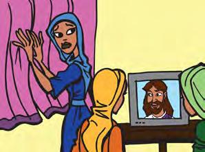several other Afghani women, watching TV.