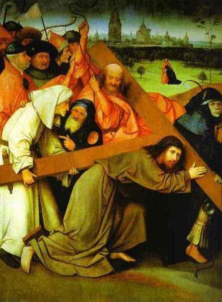 THE SECOND STATION: JESUS TAKES UP HIS CROSS Hieronymous Bosch Christ Carrying the Cross, date unknown Oil on Panel Jesus, who willingly took up the Cross for humanity s sake, also commanded us to