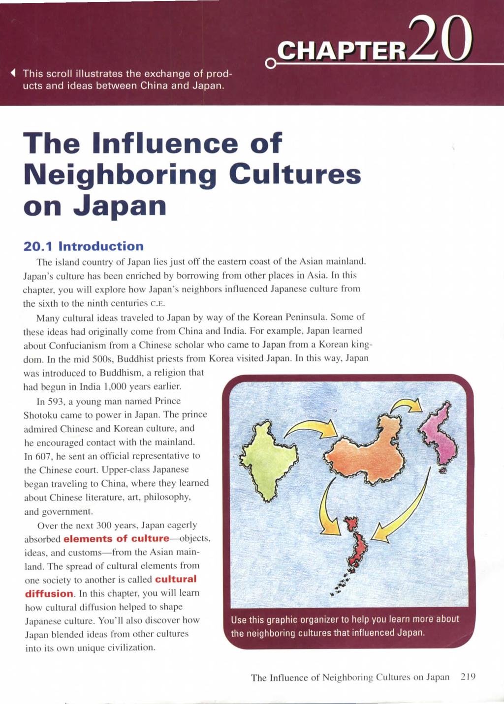 This scroll illustrates the exchange of products and ideas between China and Japan. CHAPTER I The Influence of Neighboring Cultures on Japan 20.