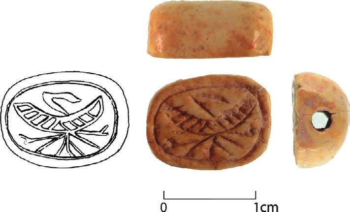 184 THE OPHEL EXCAVATIONS Fig. II.1.8. An ivory seal found in the same context of King Hezekiah s bulla, showing a falcon with outspread wings, a symbol also associated with royalty.