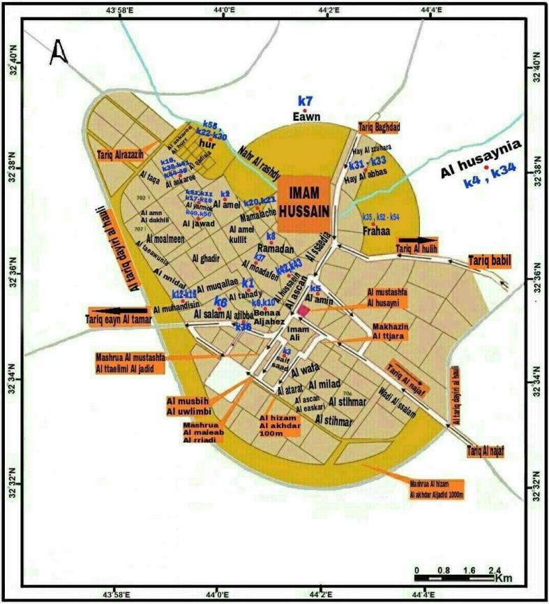 18 A. Hashim, E. Mohammed: Measurement of Radon Concentration 3 Experimental methods Figure 1. Site soil houses on the map of the city of Karbala in this study.