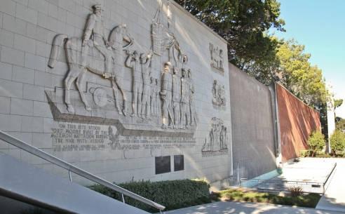 2. Rebuilding of Fort Moore Fort Moore in downtown Los Angeles was finished by Mormon Battalion soldiers stationed there in time to raise the American Flag for the first California celebration of the