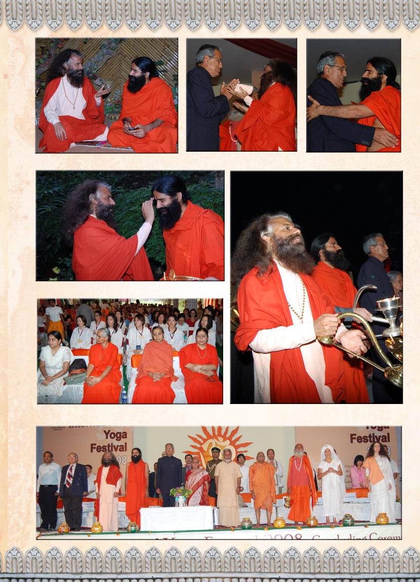 Pujya Swamij with Pujya Swami Ramdevji and the Honorable Governor Pujya Swamij puts