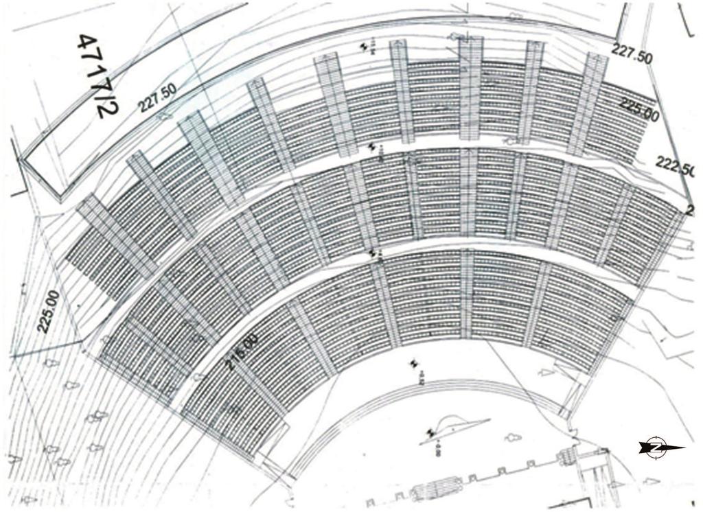 TINA NEUHAUSER, ROMAN PROVINCIAL THEATRES. A REVIEW., PRIL. INST. ARHEOL. ZAGREBU, 31/2014, P. 215-230 Fig. 5 Measuring and reconstruction of the theatre in Savaria by T. Mezős, TU Budapest.