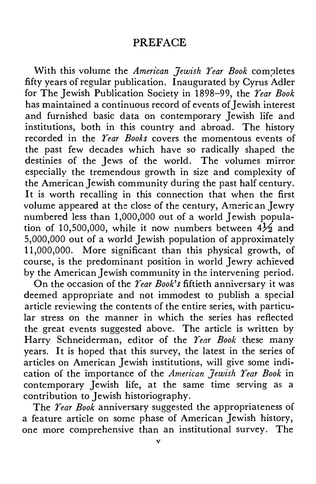 PREFACE With this volume the American Jewish Tear Book completes fifty years of regular publication.