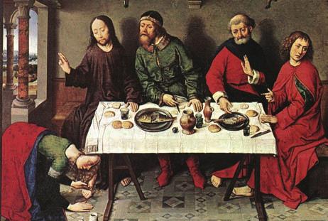 10 Wednesday Christ in the House of Simon, Dieric Bouts, 1440s While he was in Bethany, reclining at the table in the home of a man known as Simon the Leper, a woman came with an alabaster jar of