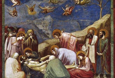 16 Saturday Lamentation (The Mourning of Christ), Giotto di Bondone, 1304-06 The next day, the one after Preparation Day, the chief priests and the Pharisees went to Pilate.