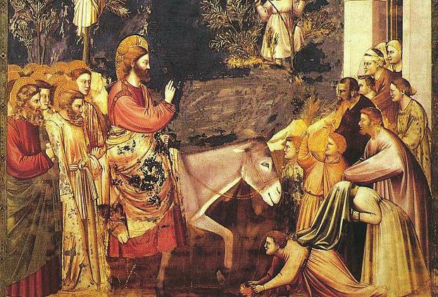 4 Palm Sunday Entry into Jerusalem, Giotto di Bondone, 1304-06 The next day the great crowd that had come for the Feast heard that Jesus was on his way to Jerusalem.