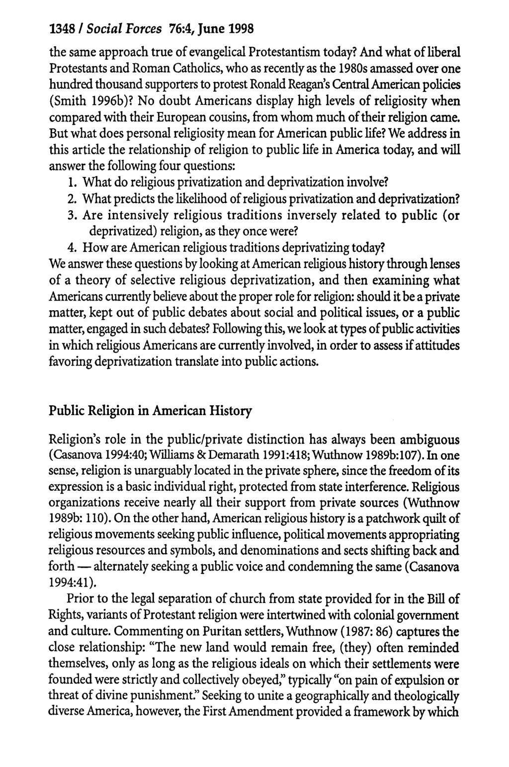 1348 / Social Forces 76:4, June 1998 the same approach true of evangelical Protestantism today?