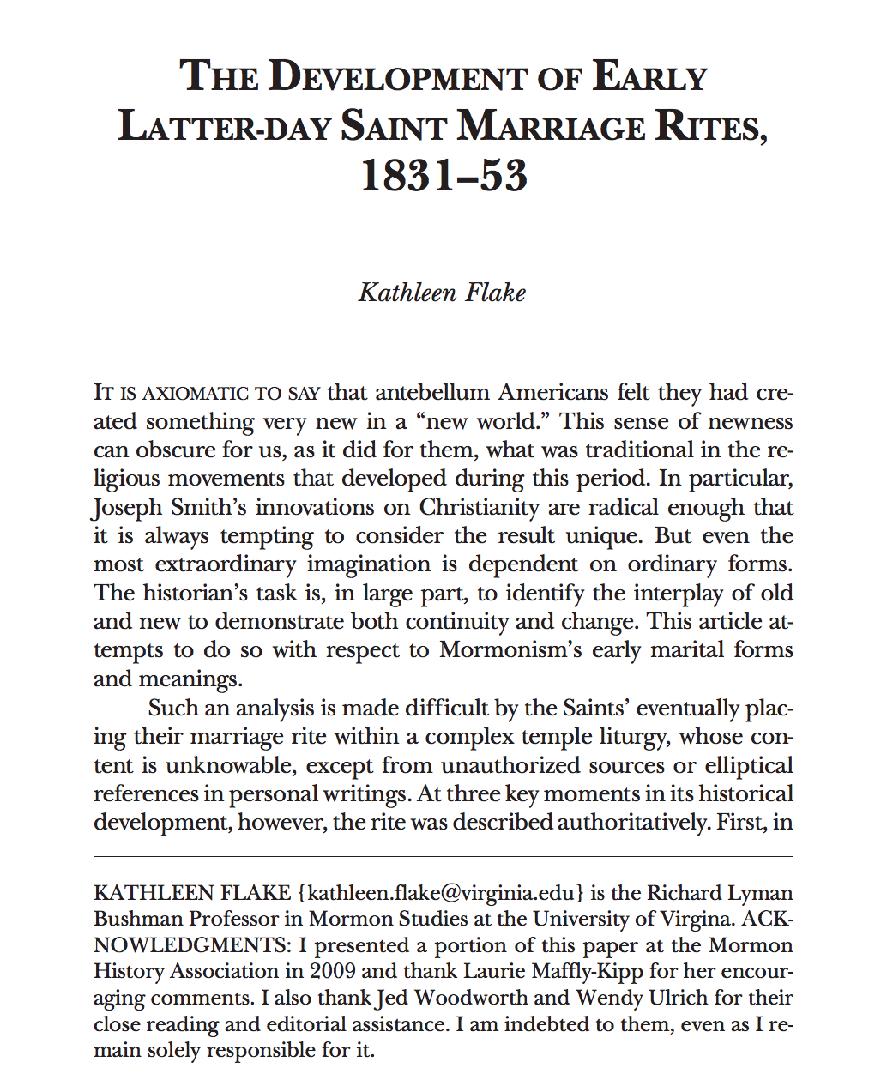 For more of the story The Development of Early Latter-day Saint Marriage