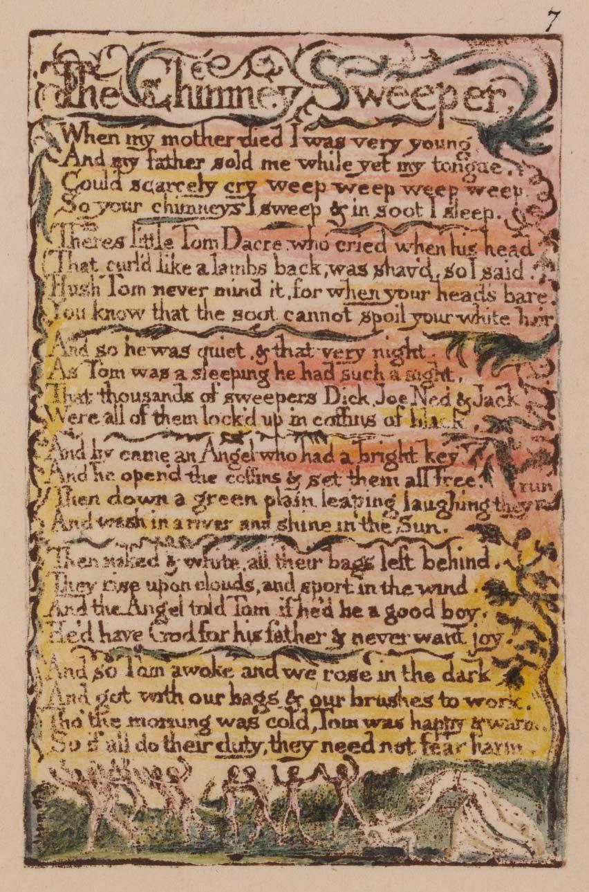 Songs of Innocence and of Experience, Plate 7, The Chimney Sweeper (Bentley 12), 1789 to 1794