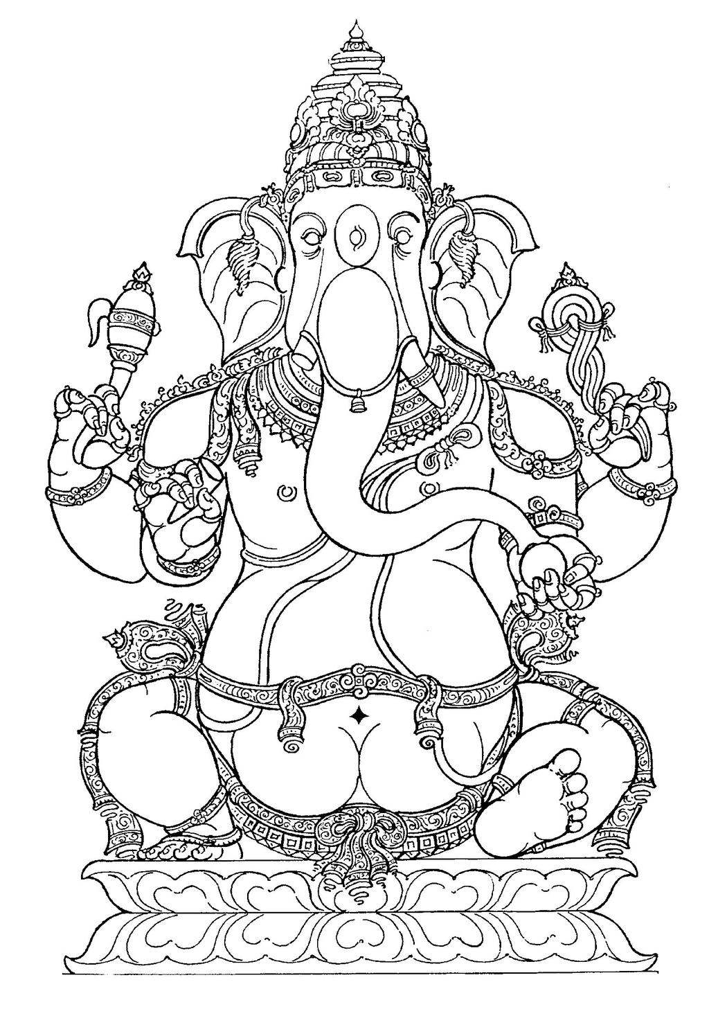 GAṆEŚA 19 Ganesha is one of the most popular and wellknown of all the Hindu gods and is always worshipped first. He is the god of Wisdom and the patron of learning.
