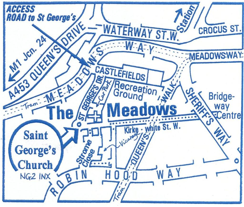 6: Description of the Parish The parish of Saint George, Nottingham, with Saint John the Baptist, Leenside, is situated in The Meadows district of Nottingham, just south of the city centre.