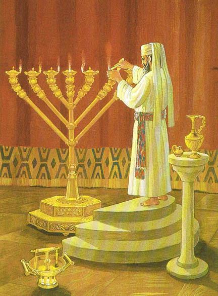 The high priest would: 1) Remove the ashes from the outer altar. 2) Immerse (baptise) himself for the first time. Put on the golden vestments.