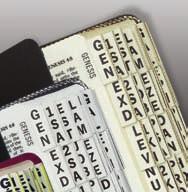 Pre-cut tabs are 1 long and fold to ¼ extension from page. Extra large print features 3-letter abbreviation on both sides of the tab and complete name on the transparent gripping edge.