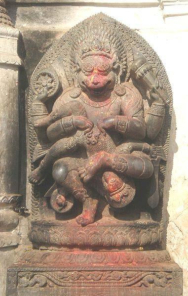 Narasimha deity in Bhaktapur Darbar, Nepal tava kara-kamala-vare nakham adbhuta-srngam, dalita-hiranyakasipu-tanu-bhrngam, kesava dhrta-narahari-rupa jaya jagadisa hare "O Kesava!