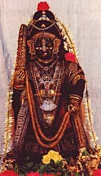 The deity of Tulasi Krishna at Udupi. Krishna is the main deity worshipped by the followers of Madhvacharya.