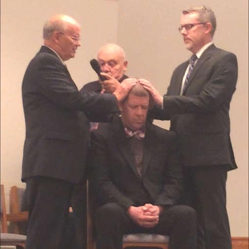 On Sunday evening, January 28, Craig Hill was ordained to the office of Elder by his father-in-law, Elder Bill Jones, and Elder Eric English.