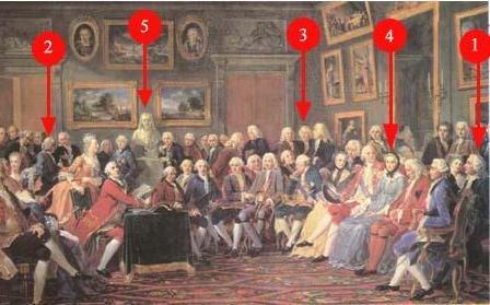 An example of a French Salon where debating societies argued the ideas of the Enlightenment.