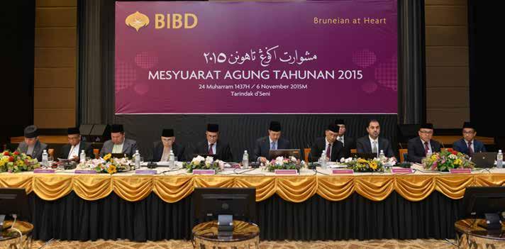 32 Islam Brunei Darussalam Laporan Tahunan 2015 Tanggungjawab Korporat BIBD MENGUMUMKAN PERTUMBUHAN KEUNTUNGAN DUA DIGIT DI AGM BIBD membentangkan laporan tahunan 2014