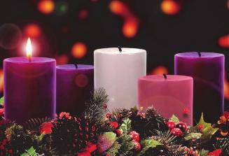 Symbol of Advent The Advent symbol is the evergreen wreath/log which represents eternal life and four candles which remind us that Jesus is the light of