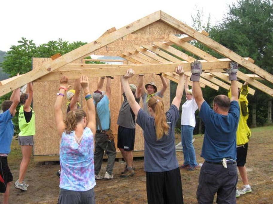 They replaced windows in one home, built a storage shed, and replaced a roof on another home.