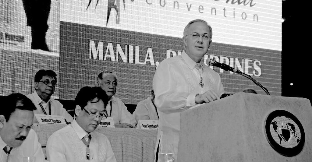 Participates in 9 th Philippines National Convention Drawing on the theme of the Philippines 9th National Convention, So That the World May Know New Hope, Supreme Knight Carl Anderson said that the